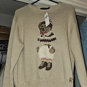 Polo Ralph Lauren Tan Sweater with Bear Motif